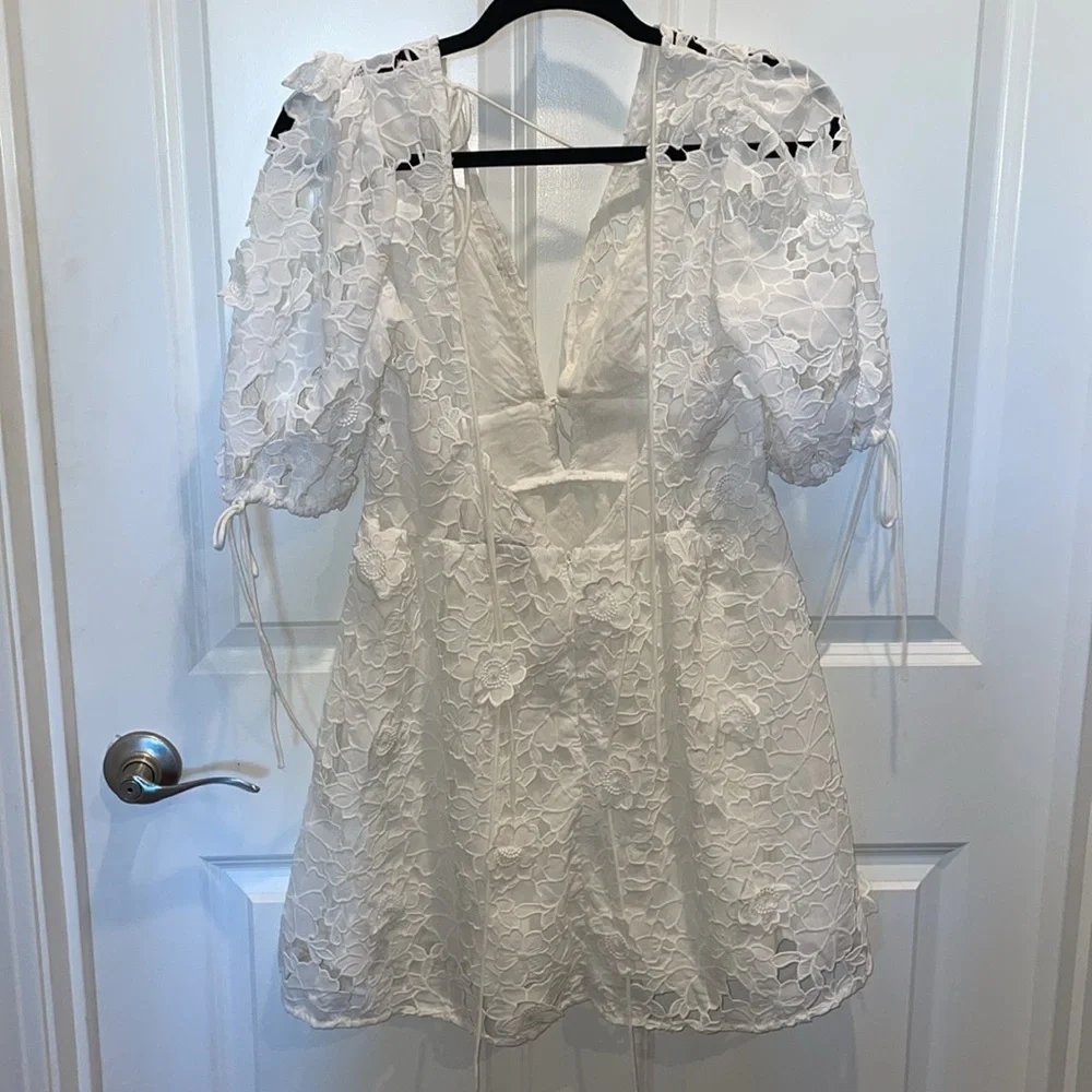 white floral tie front mini dress - Picture 9 of 12